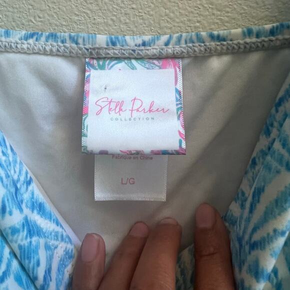 Stella Parker Women's One-Piece Swimsuit Blue White Size Large - Picture 4 of 6